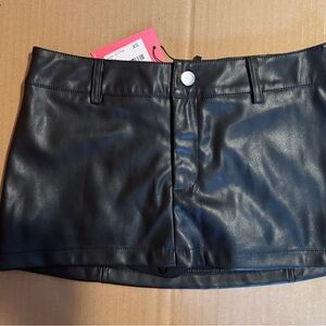 Edikted Black Faux Leather Mini Skirt